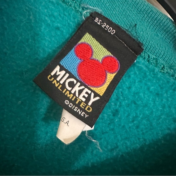 Vintage Mickey Unlimited Disney Teal Mickey Mouse Crewneck Sweatshirt Size L - Picture 3 of 7